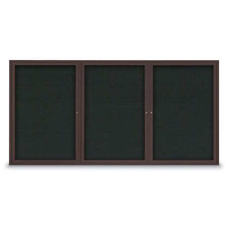 United Visual Products 18"x24" 1-Door Enclosed Outdoor Letterboard, Black Felt/Bronze Alum UV1166D-BRONZE-BLACK